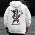 Dog Playing Guitar Singing Boston Terrier For Men Women Girls Kids Men Zip Up Hoodie Back Print, funny design