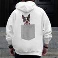 Dog In Your Pocket Boston Terrier For Men Women Girls Kids Men Zip Up Hoodie Back Print, funny design