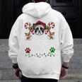 Most Likely Decorate Her Boston Terrier Dog Ugly Christmas Men Zip Up Hoodie Back Print, Boston Terrier Christmas Gifts, funny design