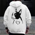 I Love My Boston Terrier Dog With Heart Men Zip Up Hoodie Back Print, funny design
