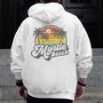 Myrtle Beach South Carolina Retro 70s Vintage Vacation Men Zip Up Hoodie Back Print, funny design