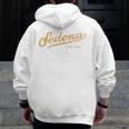 Retro Sedona Script Vintage Throwback Kids Men Zip Up Hoodie Back Print, funny design