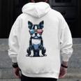 USA Flag Boston Terrier Best Dog Mom Ever 2025 Men Zip Up Hoodie Back Print, Couple Gifts, Mom Gifts, Boston Terrier Mom Gifts, funny design