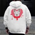 Valentine's Day Boston Terrier Heart Men Zip Up Hoodie Back Print, funny design
