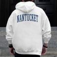 Varsity Grey Nantucket Men Zip Up Hoodie Back Print, funny design