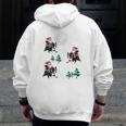 Xmas Tree Santa Riding Boston Terrier Christmas Men Zip Up Hoodie Back Print, Boston Terrier Christmas Gifts, Boston Terrier Riding Gifts, funny design