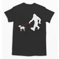Bigfoot Walking With Bull Terrier Dog Unisex T-Shirt, trending gift