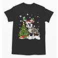Boston Terrier Christmas Tree Lights Santa Hat Unisex T-Shirt, Boston Terrier Christmas Gifts, trending gift