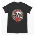 Boston Terrier Christmas Wreath Decoration Xmas Pajamas Unisex T-Shirt, Boston Terrier Christmas Gifts, trending gift