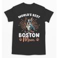 Boston Terrier Groovy World's Best Boston Mom Unisex T-Shirt, Couple Gifts, Mom Gifts, Boston Terrier Mom Gifts, trending gift
