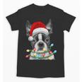 Boston Terrier Santa Christmas Tree Lights Xmas Boys Men Dog Unisex T-Shirt, Boston Terrier Christmas Gifts, trending gift