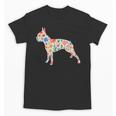 Boston Terrier Watercolor Flowers Unisex T-Shirt, trending gift
