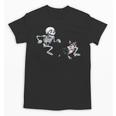 Skeleton Chasing Dog Boston Terrier Halloween Pet Lover Unisex T-Shirt, Boston Terrier Halloween Gifts, trending gift