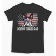Vintage Boston Terrier Dad American Flag Father's Day Unisex T-Shirt, Couple Gifts, Boston Terrier Dad Gifts, American Boston Terrier Gifts, trending gift