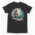 Whimsical Forest Adventures Sasquatch Bigfoot Walking Boston Terrier Dog Lovers Unisex T-Shirt, trending gift