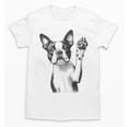Boston Terrier Dog Raising Paw Idea Men Women Unisex T-Shirt, trending gift