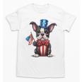 Boston Terrier Puppy Dog Holds His American Flag 4th Of July Unisex T-Shirt, American Boston Terrier Gifts, Boston Terrier 4th Of July Gifts, trending gift