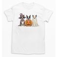 Spooky Ghost Boston Terrier Pumpkin Halloween Dog Lover Unisex T-Shirt, Boston Terrier Ghost Gifts, Boston Terrier Halloween Gifts, trending gift