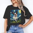 Boston Terrier Dog Starry Night Painting Unisex T-Shirt, funny gift
