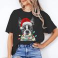 Boston Terrier Santa Christmas Tree Lights Xmas Boys Men Dog Unisex T-Shirt, Boston Terrier Christmas Shirts, funny gift