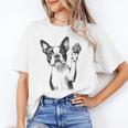 Boston Terrier Dog Raising Paw Idea Men Women Unisex T-Shirt, funny gift