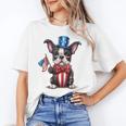 Boston Terrier Puppy Dog Holds His American Flag 4th Of July Unisex T-Shirt, American Boston Terrier Shirts, Boston Terrier 4th Of July Shirts, funny gift