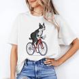 Boston Terrier Riding Bicycle Cute Bostie Biker Raglan Baseball Tee Unisex T-Shirt, Boston Terrier Riding Shirts, funny gift