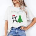 Boston Terrier Santa Hat Dabbing Around The Christmas Tree Unisex T-Shirt, Boston Terrier Christmas Shirts, funny gift