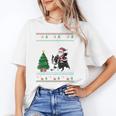 Ugly Christmas Tree Lights Xmas Santa Riding Boston Terrier Unisex T-Shirt, Boston Terrier Christmas Shirts, Boston Terrier Riding Shirts, funny gift