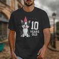 10 Years Old Birthday Boston Terrier Dog Lover 10th Party For Men Women Kids Unisex T-Shirt, funny design