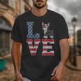 4th Of July Decor Patriotic LOVE Boston Terrier USA Flag Unisex T-Shirt, Patriotic Boston Terrier Gifts, Boston Terrier 4th Of July Gifts, funny design