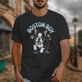 Boston Terrier Boy Cute Cartoon Dog Owner Pet Boston Terrier Unisex T-Shirt, funny design