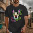 Boston Terrier In Day Of The Dead Sugar Skull Dog Unisex T-Shirt, funny design