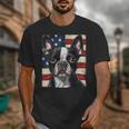 Boston Terrier Dog American Flag 4th Of July Patriotic Puppy Unisex T-Shirt, Patriotic Boston Terrier Gifts, American Boston Terrier Gifts, Boston Terrier 4th Of July Gifts, funny design