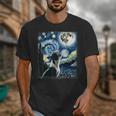 Boston Terrier Dog Art Van Gogh Starry Night Boston Terrier Unisex T-Shirt, funny design