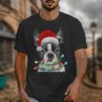 Boston Terrier Dog Santa Christmas Tree Lights Xmas Unisex T-Shirt, Boston Terrier Christmas Gifts, funny design