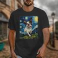Boston Terrier Dog Starry Night Painting Unisex T-Shirt, funny design