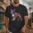 Boston Terrier Floral Dog Lover Vintage Distressed For Men Women Kids Unisex T-Shirt, funny design