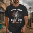 Boston Terrier Groovy World's Best Boston Mom Unisex T-Shirt, Couple Gifts, Mom Gifts, Boston Terrier Mom Gifts, funny design