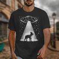 Boston Terrier Mom Dad Dog Alien UFO For Men Women Unisex T-Shirt, Couple Gifts, Mom Gifts, Boston Terrier Dad Gifts, Boston Terrier Mom Gifts, funny design