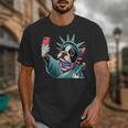 Boston Terrier Selfie Statue Of Liberty 4th Of July American Unisex T-Shirt, American Boston Terrier Gifts, Boston Terrier 4th Of July Gifts, funny design