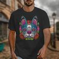 Boston Terrier Sugar Skull Dog Day Of The Dead Unisex T-Shirt, funny design