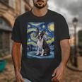 Boston Terrier Van Gogh Starry Night Unisex T-Shirt, funny design