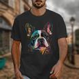 Cute Boston Terrier Puppy Dog Art Lover Unique Painting For Men Women Kids Unisex T-Shirt, funny design