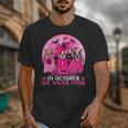 Ghost And Witch Boston Terrier Dog In October We Wear Pink Unisex T-Shirt, Boston Terrier Ghost Gifts, funny design