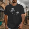 Skeleton Chasing Dog Boston Terrier Halloween Pet Lover Unisex T-Shirt, Boston Terrier Halloween Gifts, funny design