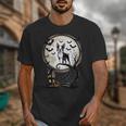 Spooky Halloween Moon Boston Terrier Boston Bull Bostie Unisex T-Shirt, Boston Terrier Halloween Gifts, funny design