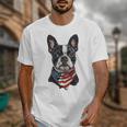 Boston Terrier American Flag Unisex T-Shirt, American Boston Terrier Gifts, funny design