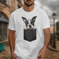 Boston Terrier Dog Puppy Dog In Pocket Cute Pet Lover Unisex T-Shirt, funny design