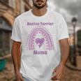 Boston Terrier Mama Cute Rainbow Paw Heart Shape Unisex T-Shirt, funny design